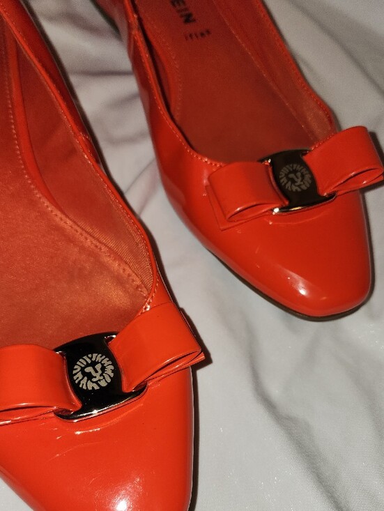 Anne Klein Shoes - Anne Klein Size 8.5 Bright Orange Patent Leather‎ Bow Flats